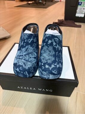 Azalea Wang Florea-Denim Chunky Heel Mule